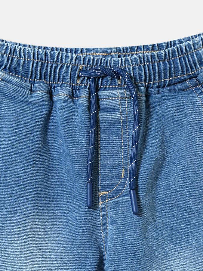 Boys PolyRelaxed Fit Mid Waist Solid Jeans