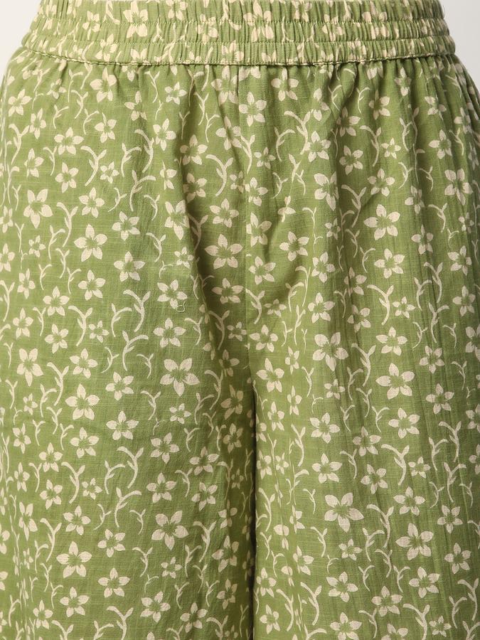 Women Cotton Palazzo Elasticated Waist Printed Trousers