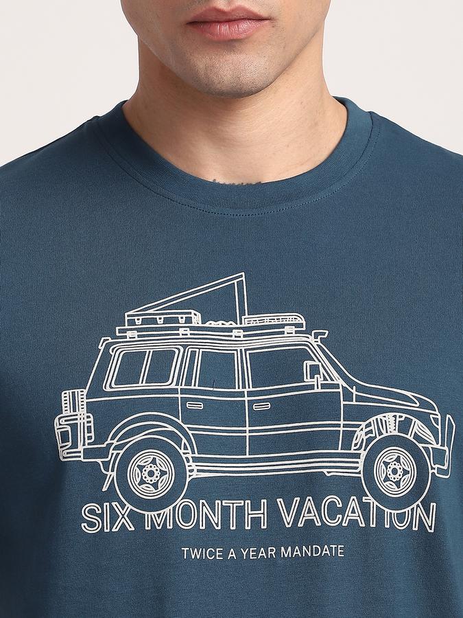 Men Cotton Regular Fit Crew Neck Graphic T-shirt