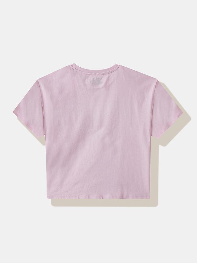 Girls Cotton Regular Fit Crew Neck Graphic T-shirt