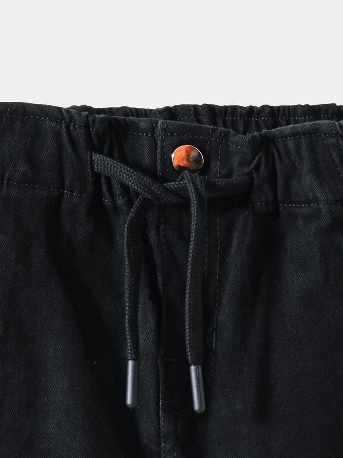 Boys Twill Tapered Fit Drawstring Waist Cuffed Hem Trousers