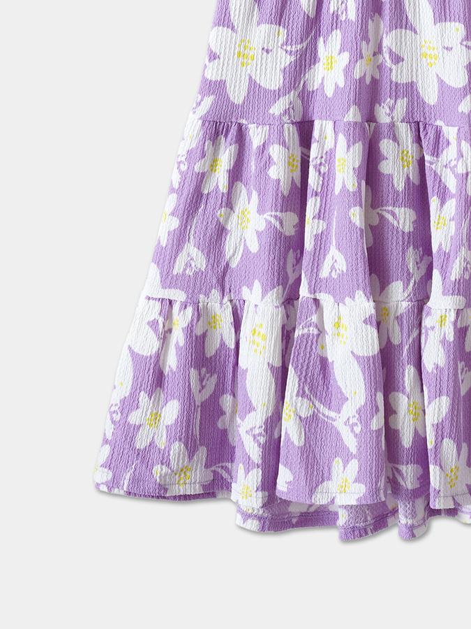 Girls Polyester Regular Fit Round Neck Printed Dress