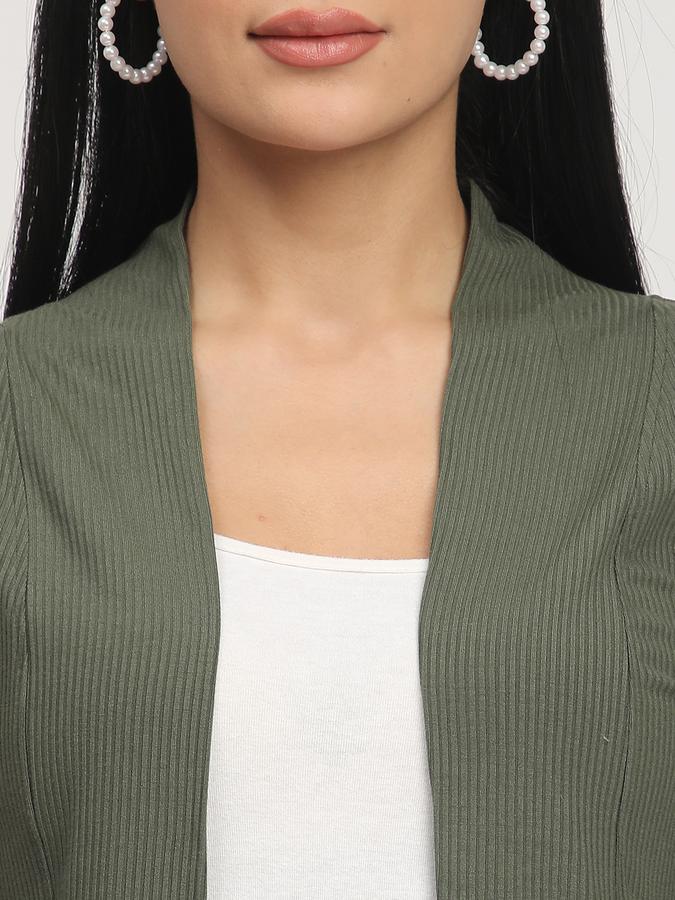 Women Viscose Long Sleeve Open Front Ribbed Shrug