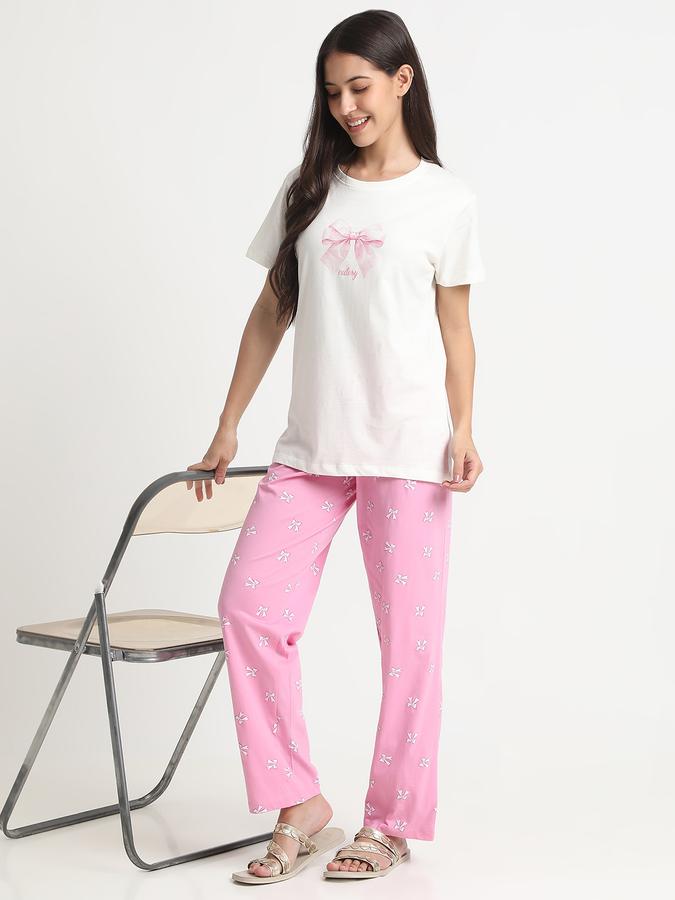 R&B Women Ivory Printed Pyjama Set