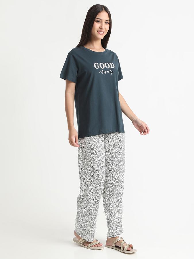 Women Cotton Relaxed Fit Elastic Waist Printed Pajama Pants