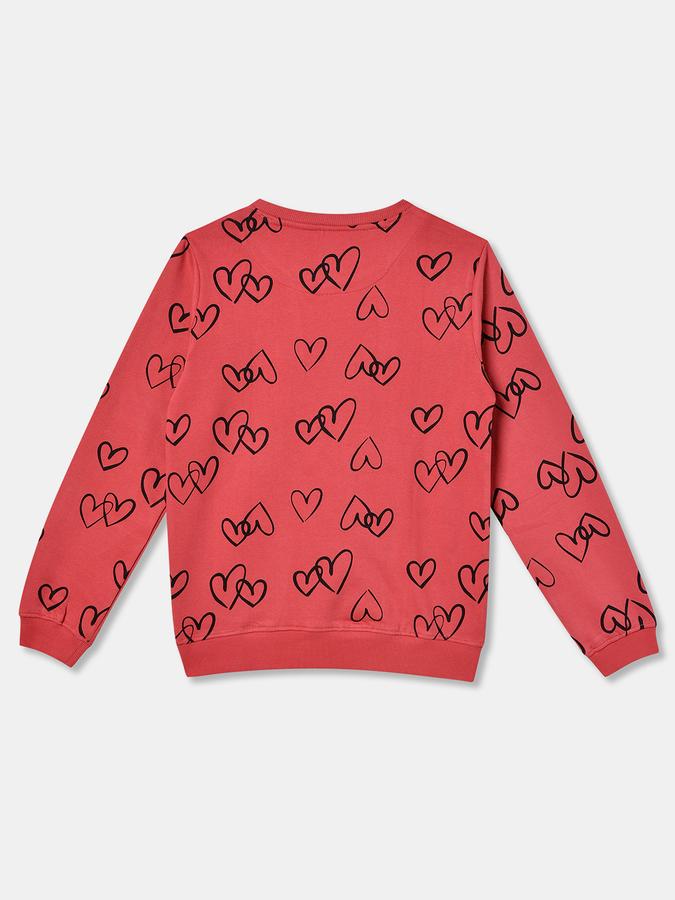 Girls Hearts Regular Fit Full Sleeve Crew Neck SweaT-Shirt