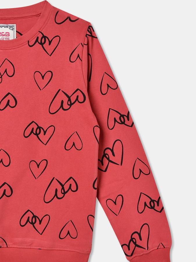 Girls Hearts Regular Fit Full Sleeve Crew Neck SweaT-Shirt