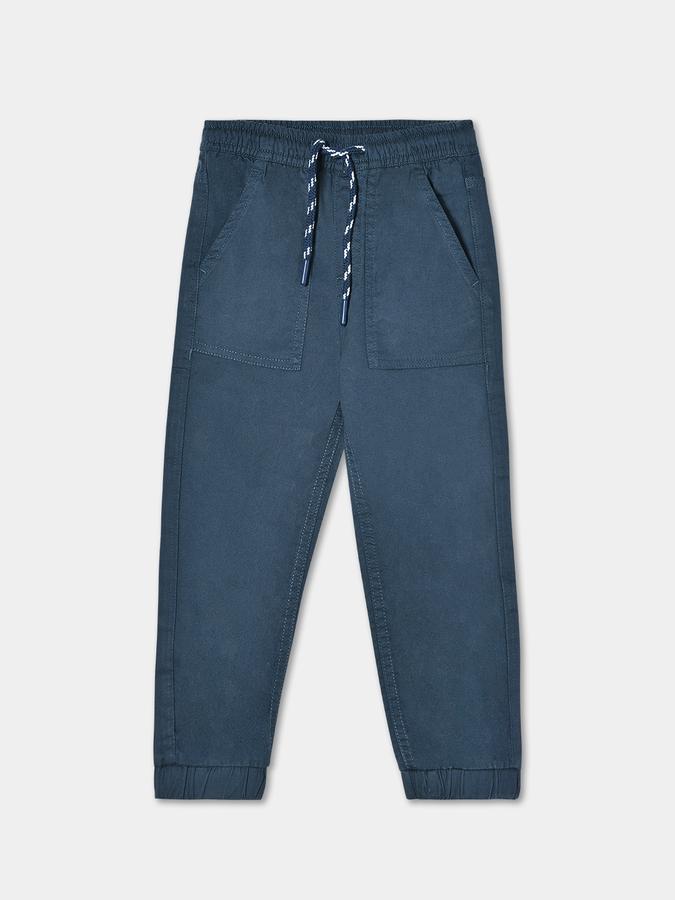 Boys Twill Relaxed Fit Drawstring Waist Cuffed Hem Trousers