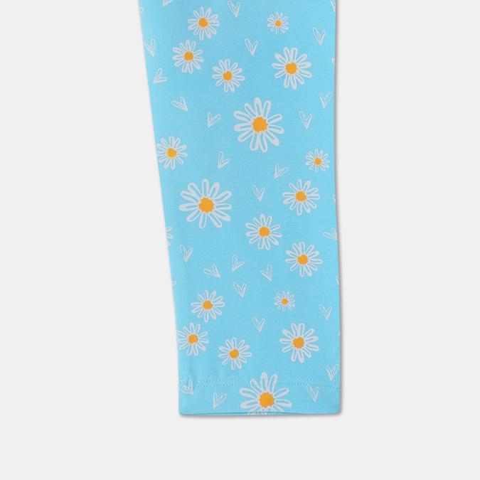 Girls Cotton Blend Skinny Fit Elastic Waist Printed Leggings