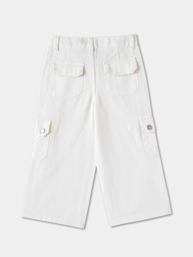 Solid Cargo Pants with Button Closure image number 1