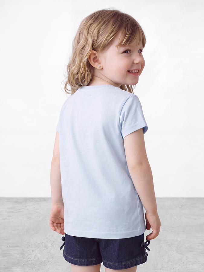 R&B Girls Light Blue Glitter Graphic Short Sleeves Tshirt