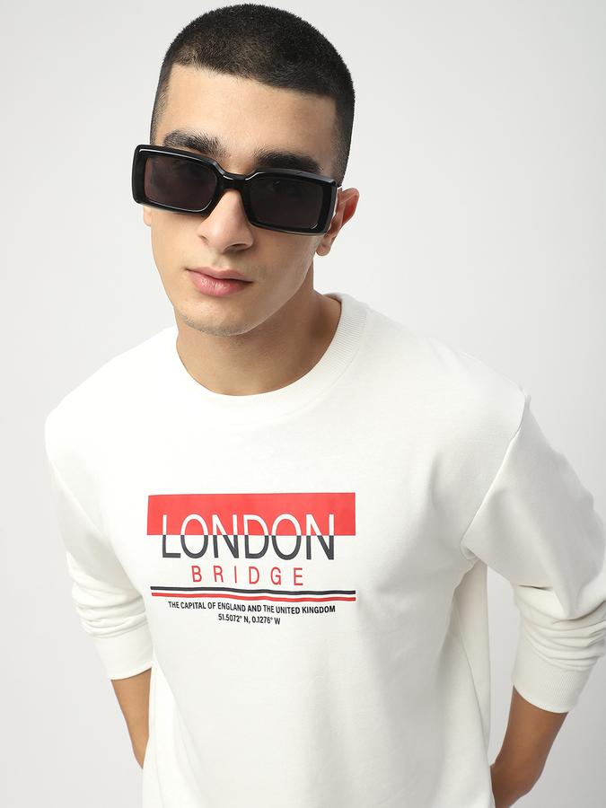 Men Cotton Blend Regular Fit Crew Neck Graphic Sweatshirt