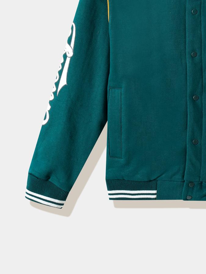 Boys Polyester Varsity Snap Front Graphic Jacket