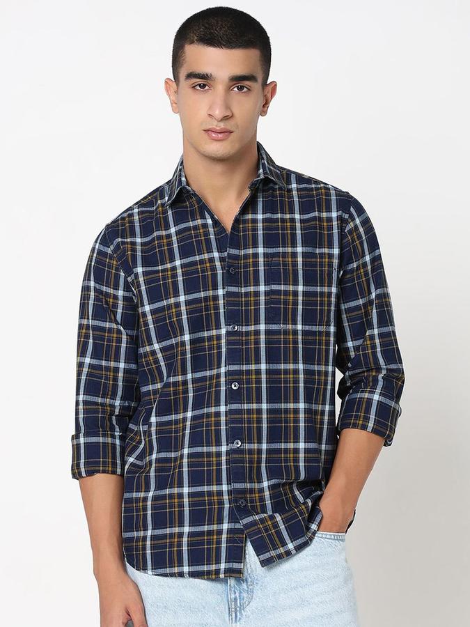 R&B Men Multi Color Checked Long Sleeves Shirt 