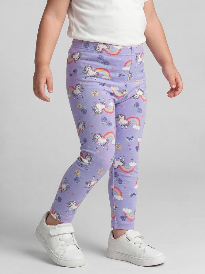 R&B Lavender Graphic Printed Girls Leggings