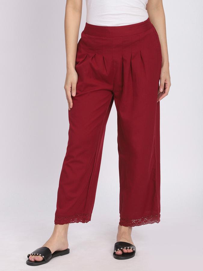 Women Cotton Salwar Elasticated Waist Pleated Trousers