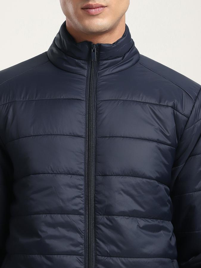 Men Polyester Regular Fit Quilted Puffer Jacket