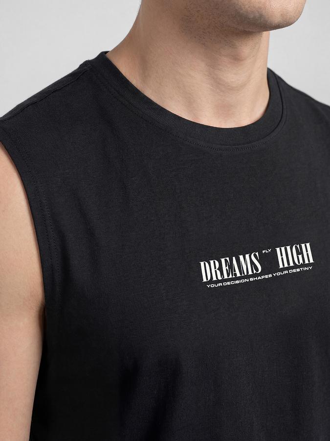R&B Charcoal Typography Men Round Neck Regular Fit Short Sleeves T-Shirt 