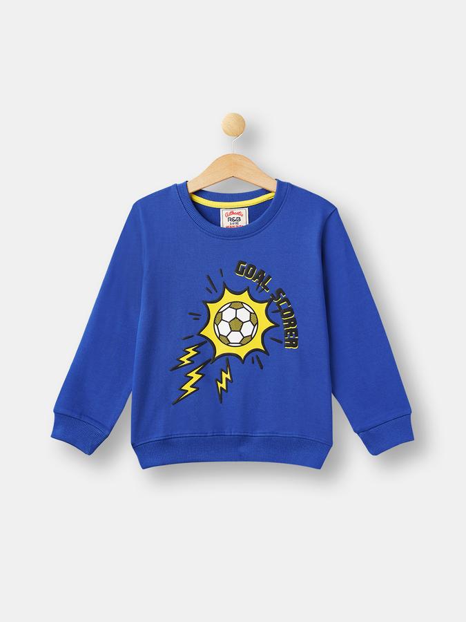 R&B Boys' Blue Printed Sweatshirt