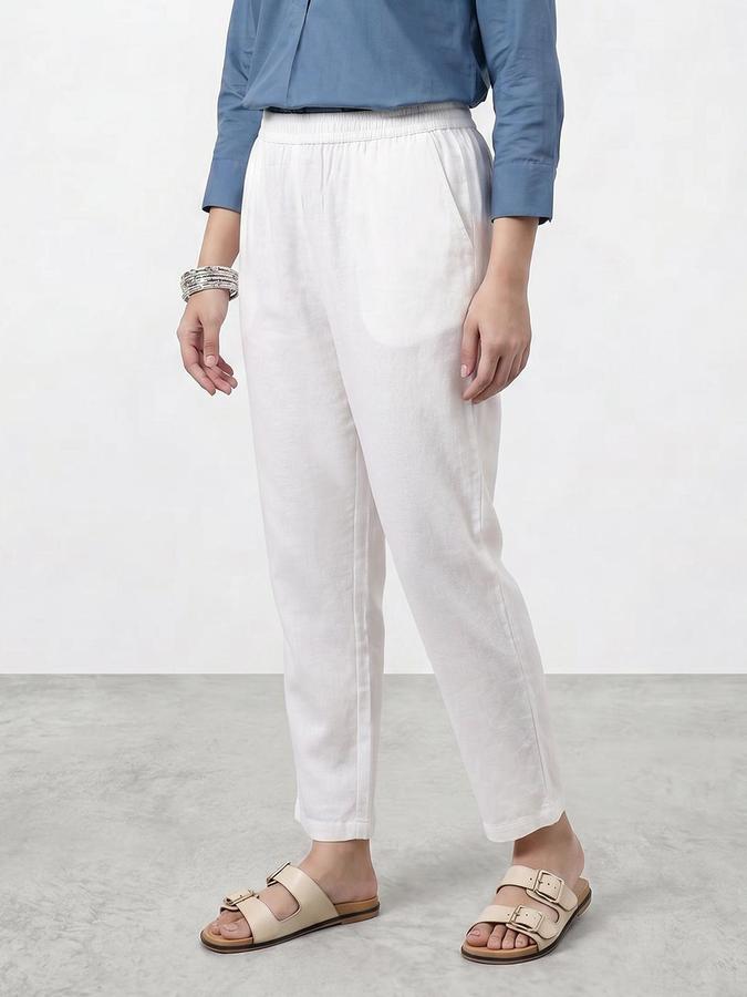 R&B Women White Solid Regular Fit Ethnic Trouser