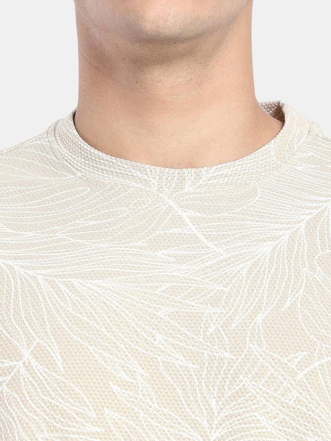 R&B Beige Printed Men Short Sleeve T-shirt