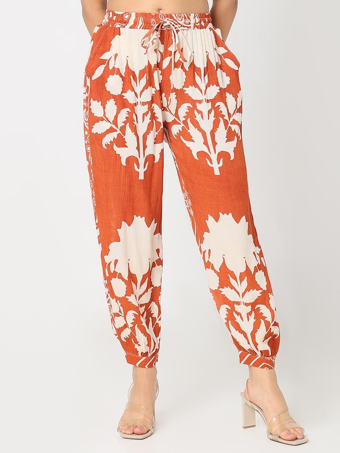 R&B Women's Rust Printed Trousers