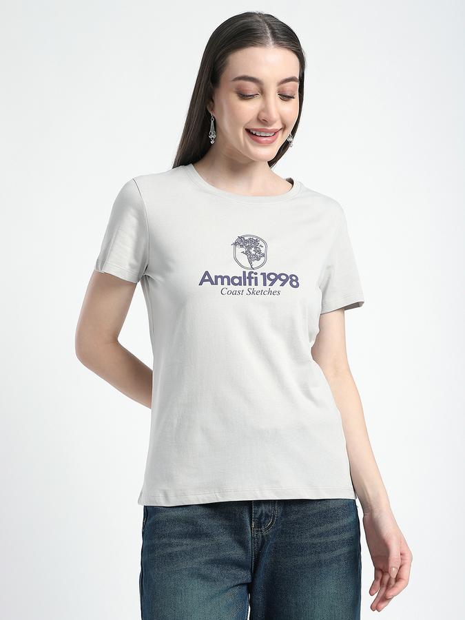 R&B Women Vapour Grey Typography T-Shirt