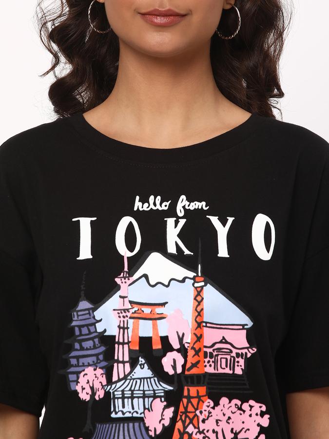 Women Typographic Print Loose Fit T-Shirt image number 3