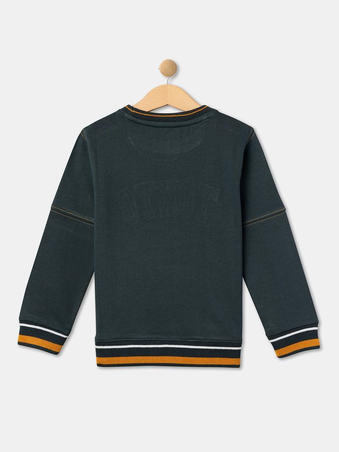 Boys Cotton Regular Fit Crew Neck Applique Sweatshirt
