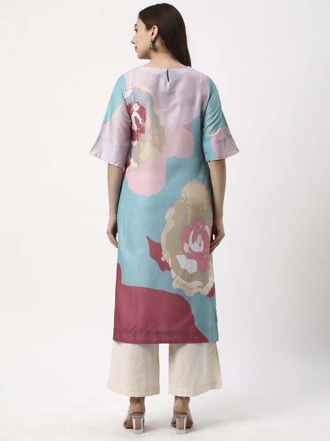 Women Rayon Regular Fit Round Neck Printed Kurta