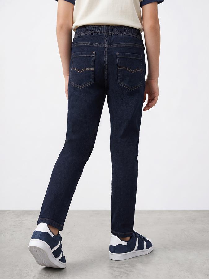 R&B Boys Dark Blue Solid Mid Rise Stretchable Jeans