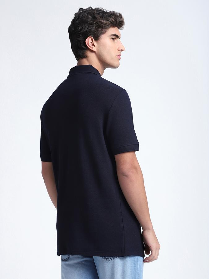 Men Cotton Regular Fit Polo Neck Solid T-shirt