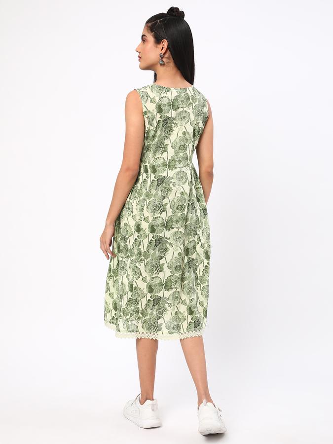 Women Cotton Regular Fit Round Neck Printed Kurta