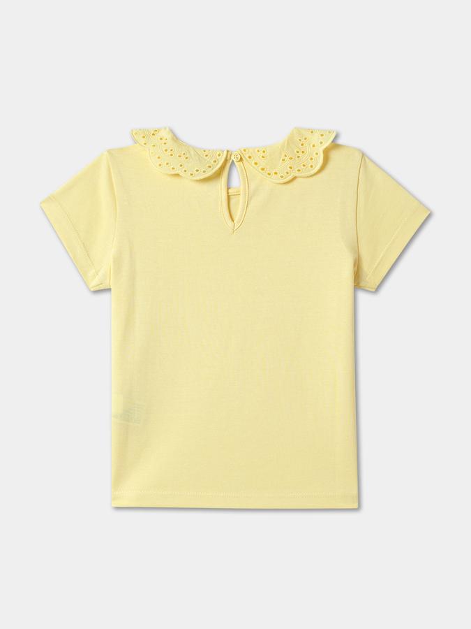 Girls Regular Fit Short Sleeve Peter Pan Collar Top