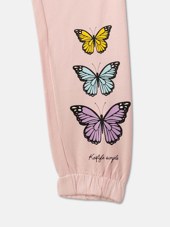 Girls Cotton Regular Fit Drawstring Waist Printed Pants