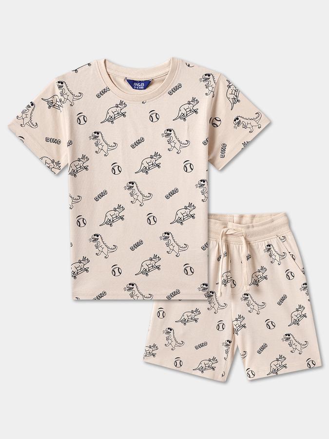 Boys Cotton Relaxed Fit Elastic Waist Graphic Print Pyjama Set