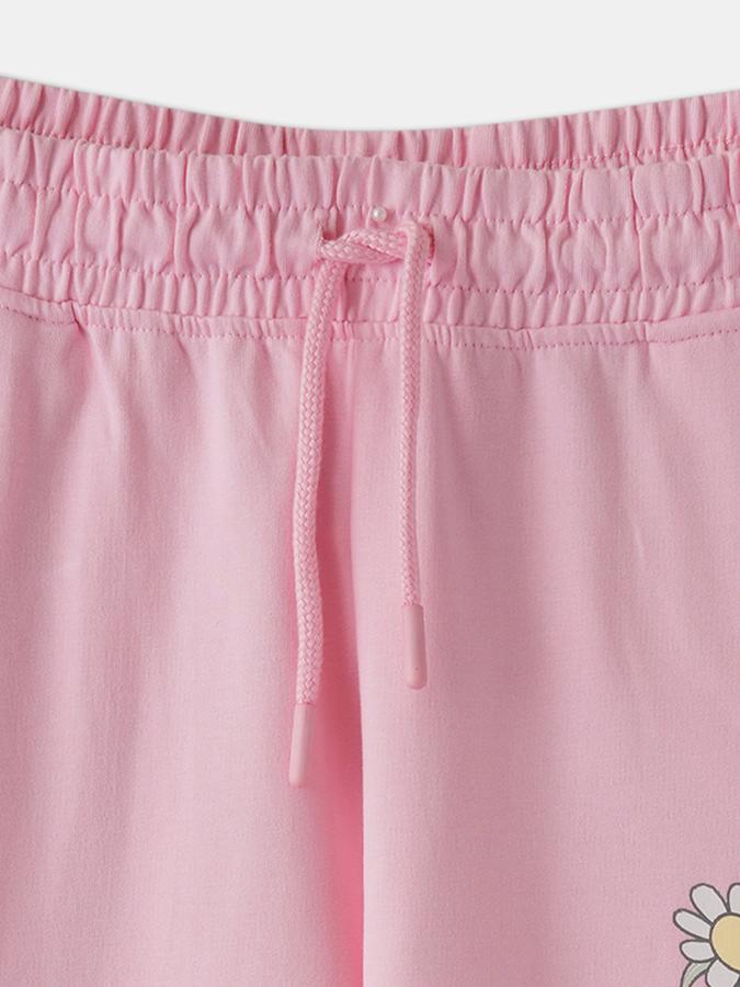 Girls Cotton Regular Fit Elastic Waist Cuffed Hem Joggers