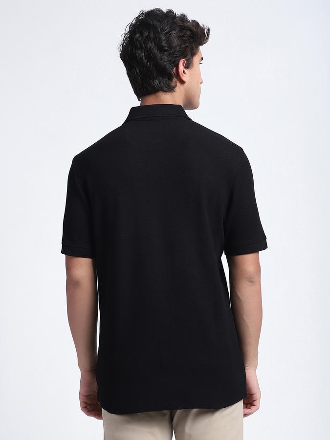 Men Cotton Regular Fit Polo Neck Solid T-shirt