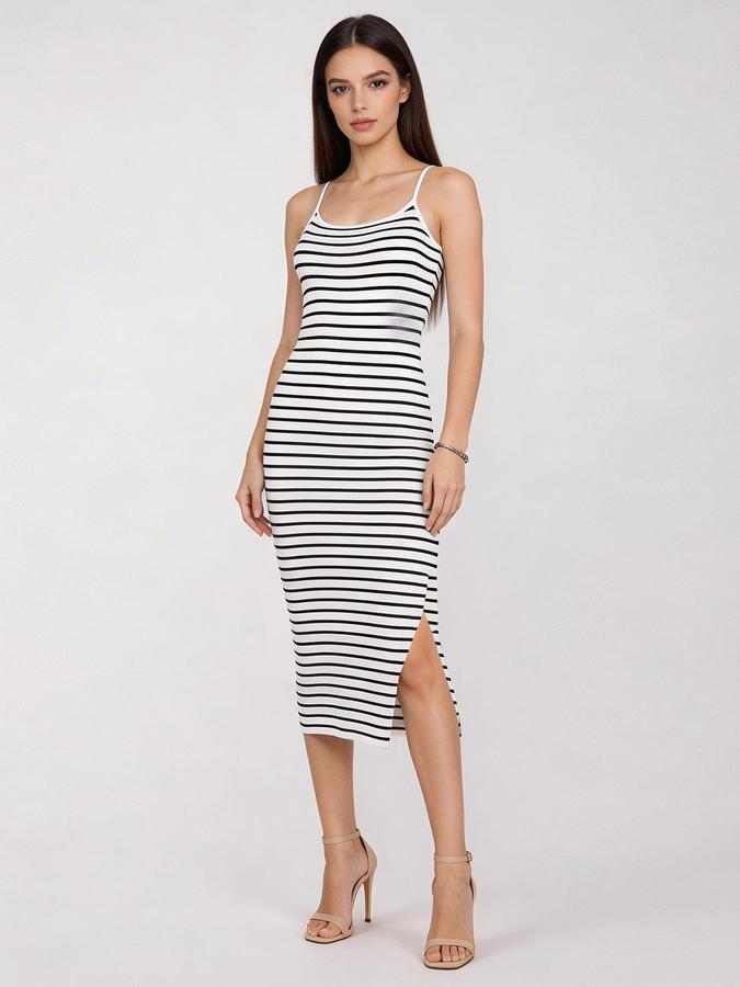 R&B White Stripes Women Fitted Dress