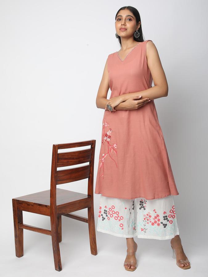 Women Cotton Culottes Elasticated Waist Embroidered Trousers