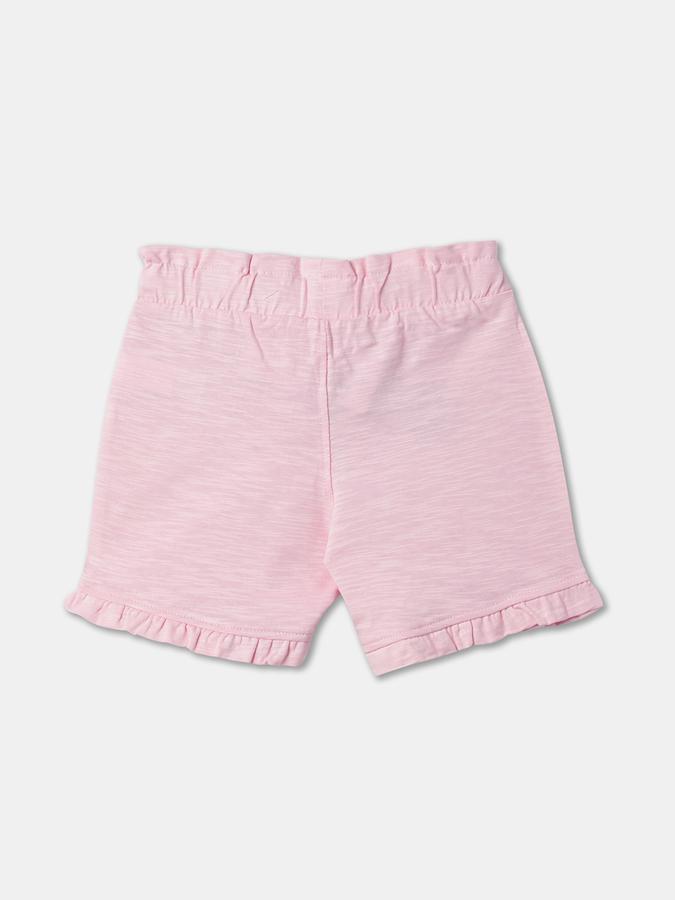 Girls Cotton Regular Fit Paperbag Waist Clean Hem Shorts