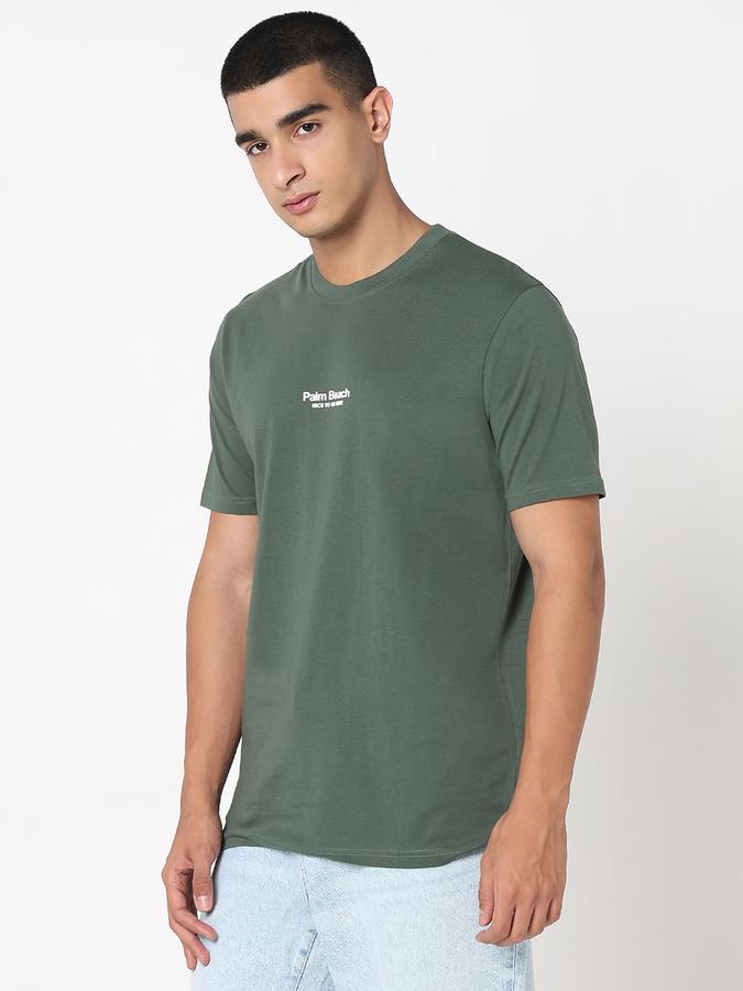 R&B Men's Pine Green Printed T-Shirt