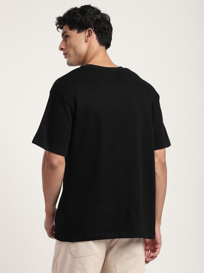 Men Cotton Loose Fit Crew Neck Ribbed T-shirt