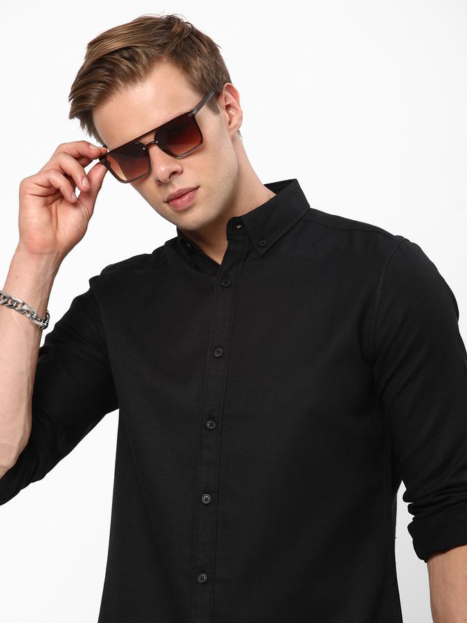 R&B Men Black Casual Shirts
