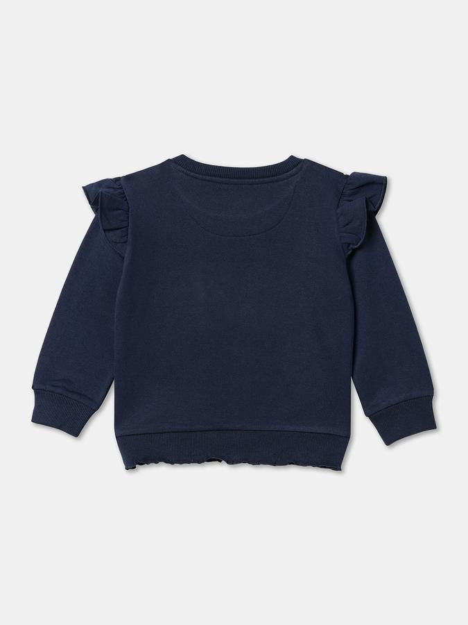 Girls All-Over Print Long Sleeve Ruffled Crew Neck SweaT-Shirt