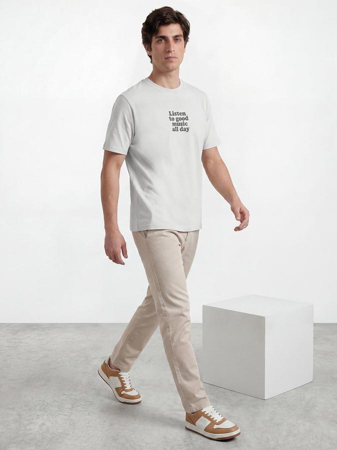 R&B Silver Men Printed Short Sleeves Tshirt