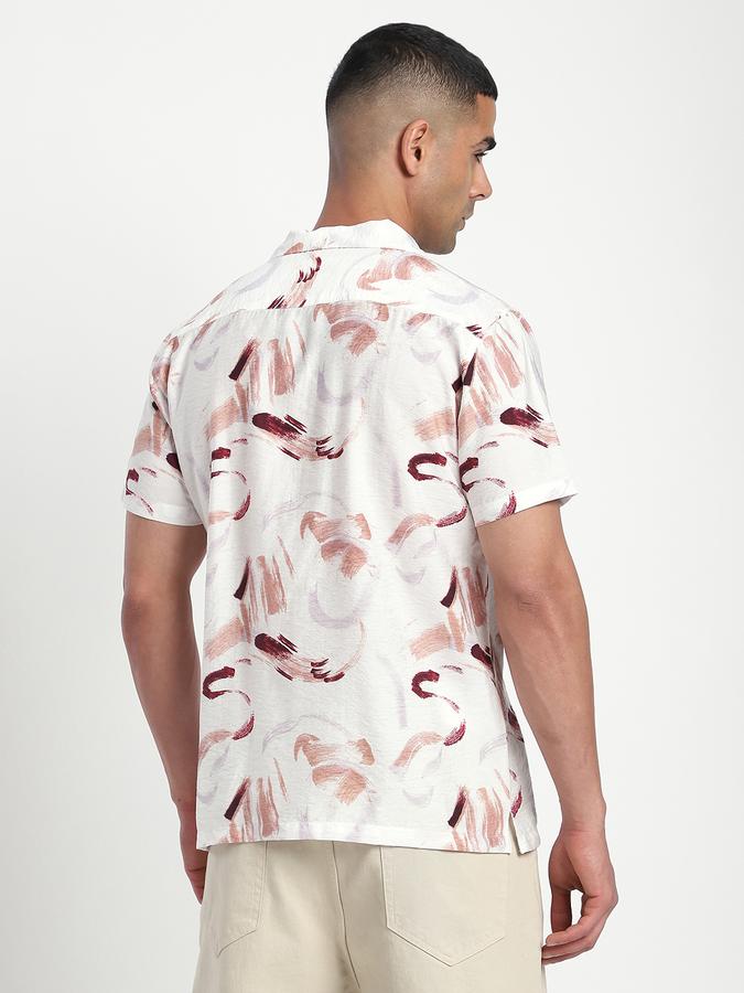 Men Viscose Relaxed Fit Cuban Collar Abstract Shirt