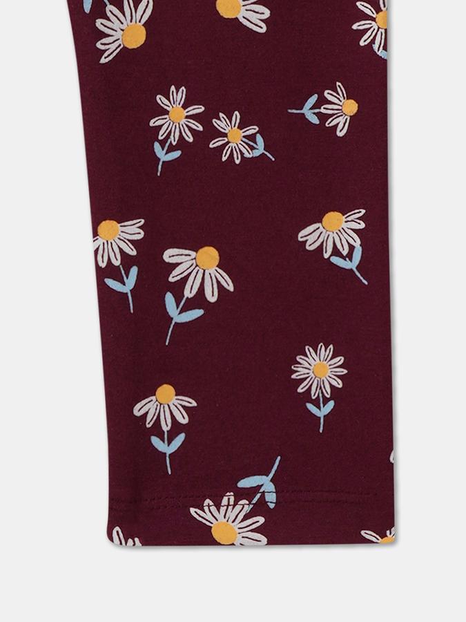 Girls Cotton Skinny Fit Elastic Waist Printed Leggings