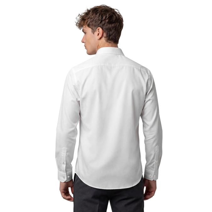 R&B White Solid Mens Spread Collar Long Sleeves Shirt 