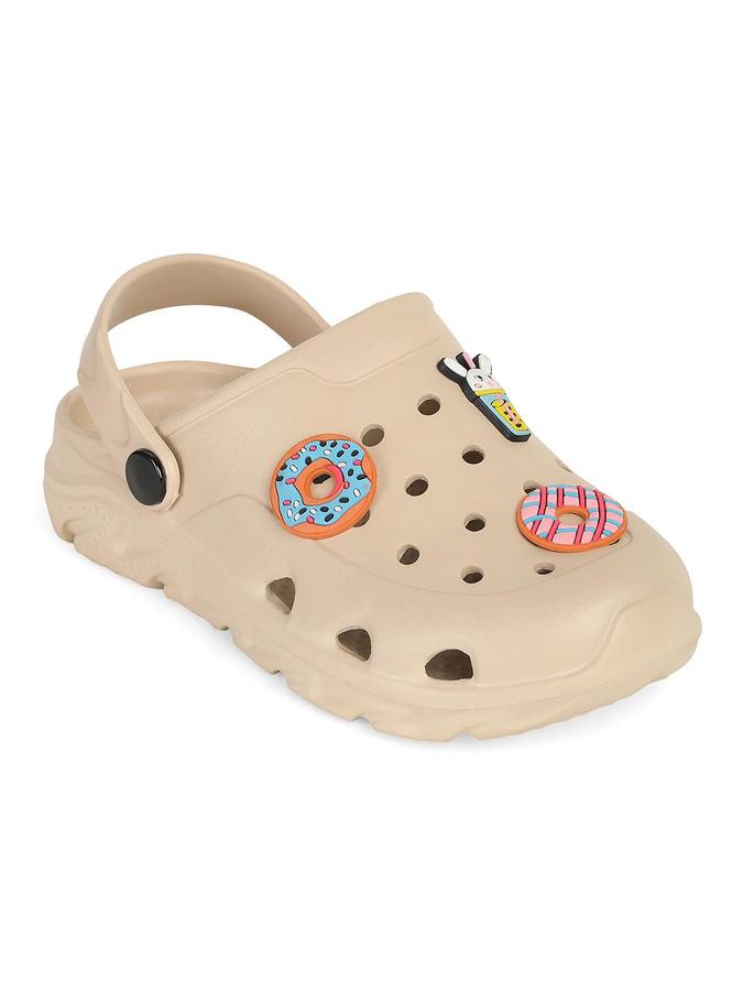 R&B Beige EVA Embellished Girls Clogs